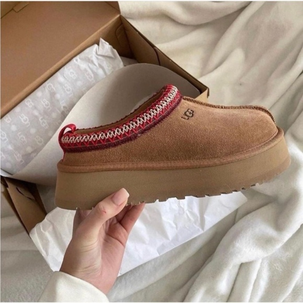 UGG Brown and Red Slip-On Sandals